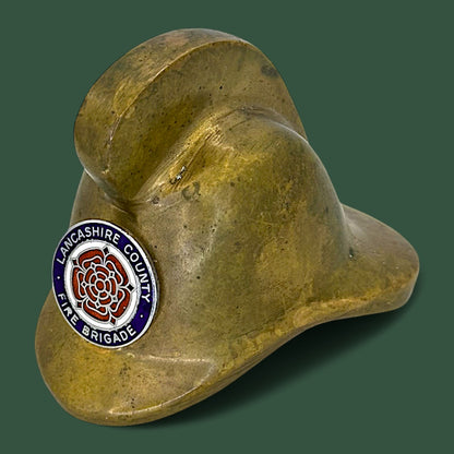 Lancashire County Brass Fireman Helmet Paperweight