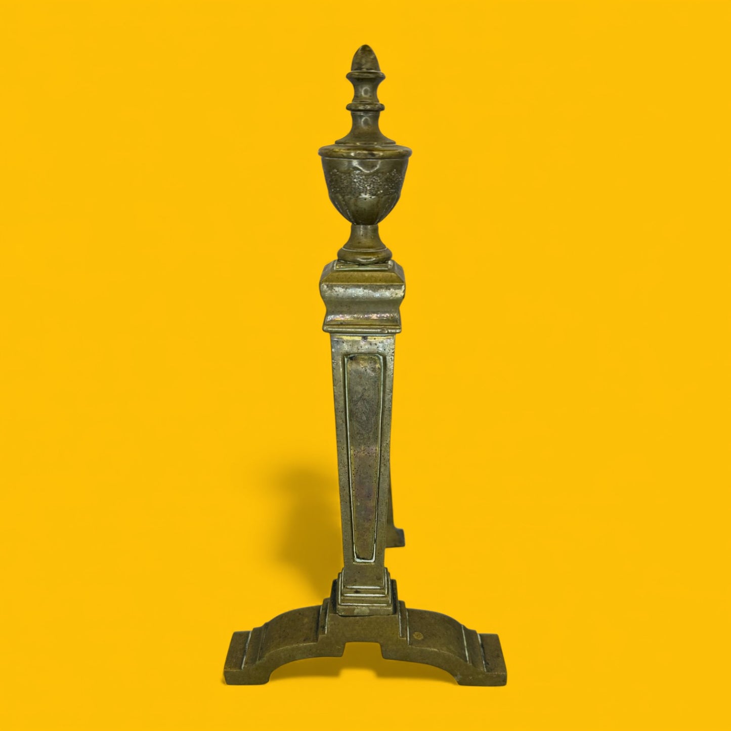 English Brass Fireplace Andirons Pair - Victorian Glamour