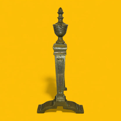 English Brass Fireplace Andirons Pair - Victorian Glamour