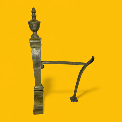 English Brass Fireplace Andirons Pair - Victorian Glamour