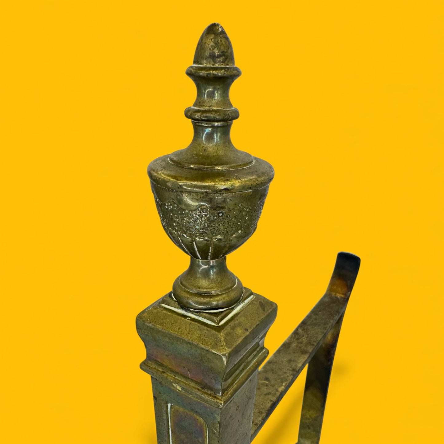 English Brass Fireplace Andirons Pair - Victorian Glamour