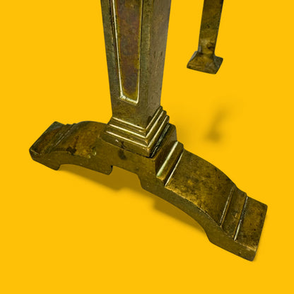 English Brass Fireplace Andirons Pair - Victorian Glamour