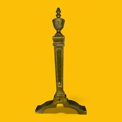 English Brass Fireplace Andirons Pair - Victorian Glamour