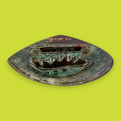 Green Drip Glaze Ashtray - MCM Ashtray - Mid Century Modern
