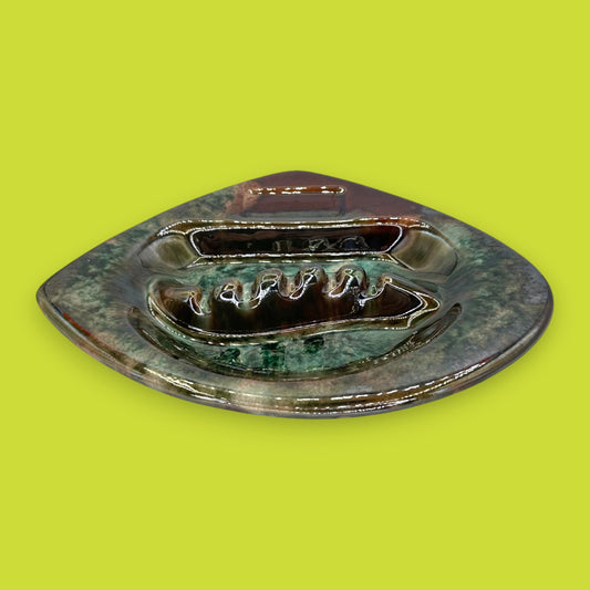 Green Drip Glaze Ashtray - MCM Ashtray - Mid Century Modern