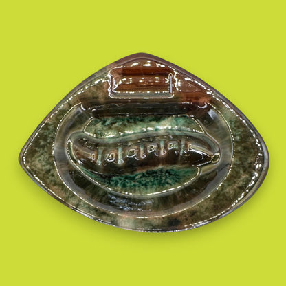 Green Drip Glaze Ashtray - MCM Ashtray - Mid Century Modern