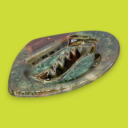 Green Drip Glaze Ashtray - MCM Ashtray - Mid Century Modern