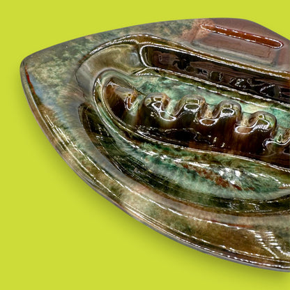 Green Drip Glaze Ashtray - MCM Ashtray - Mid Century Modern