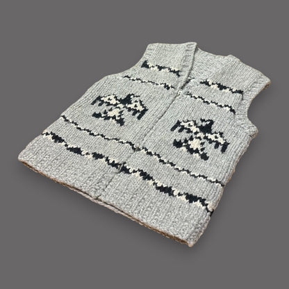 Handmade Cowichan Wool Sweater Vest With Eagle Pattern - Vintage - Womens Small