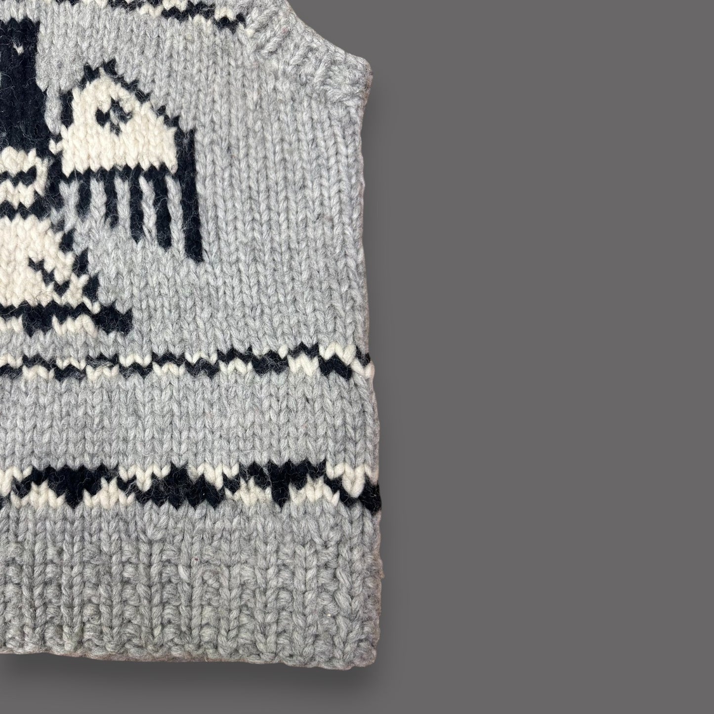 Handmade Cowichan Wool Sweater Vest With Eagle Pattern - Vintage - Womens Small