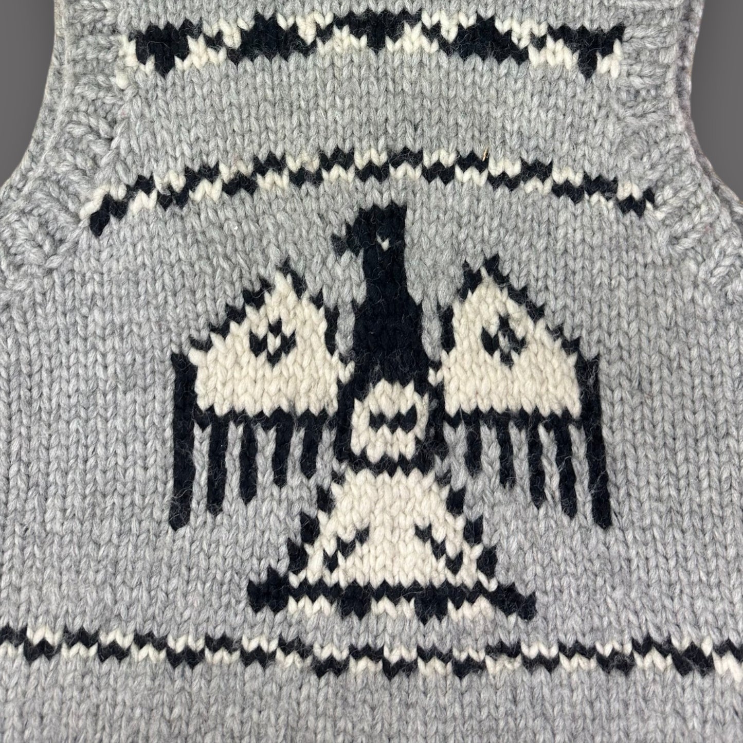 Handmade Cowichan Wool Sweater Vest With Eagle Pattern - Vintage - Womens Small