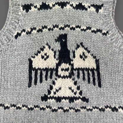 Handmade Cowichan Wool Sweater Vest With Eagle Pattern - Vintage - Womens Small