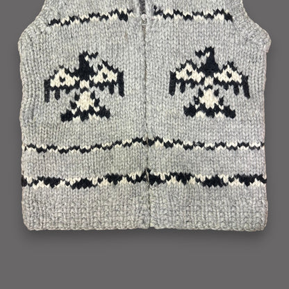 Handmade Cowichan Wool Sweater Vest With Eagle Pattern - Vintage - Womens Small