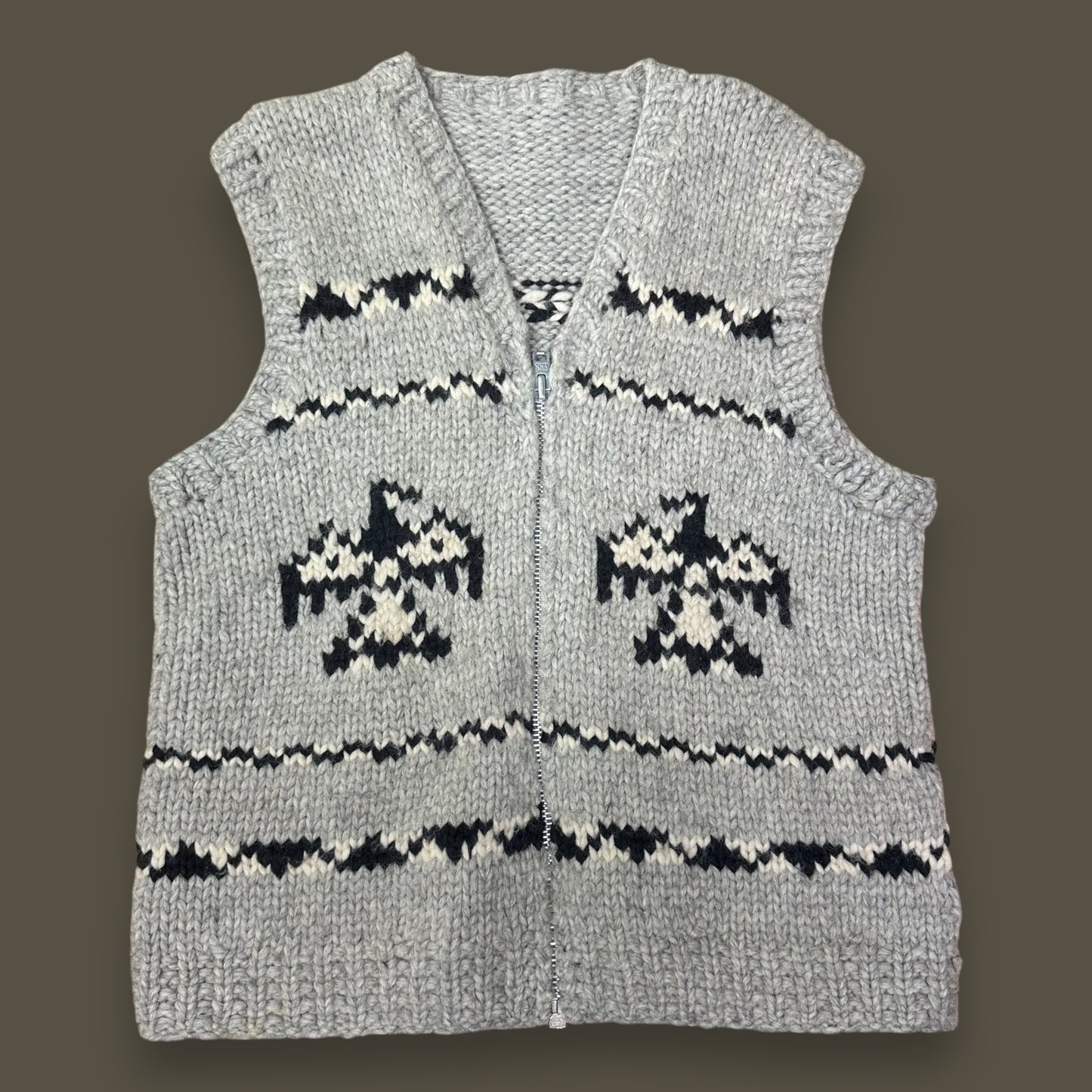 Handmade Cowichan Wool Vest with Eagles - Vintage - Men’s XL