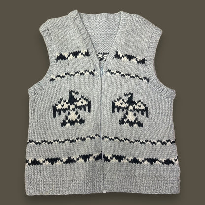 Handmade Cowichan Wool Vest with Eagles - Vintage - Men’s XL
