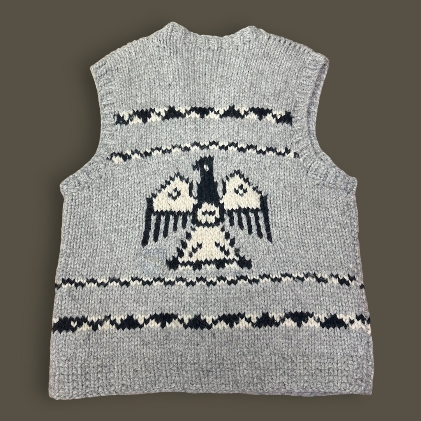Handmade Cowichan Wool Vest with Eagles - Vintage - Men’s XL