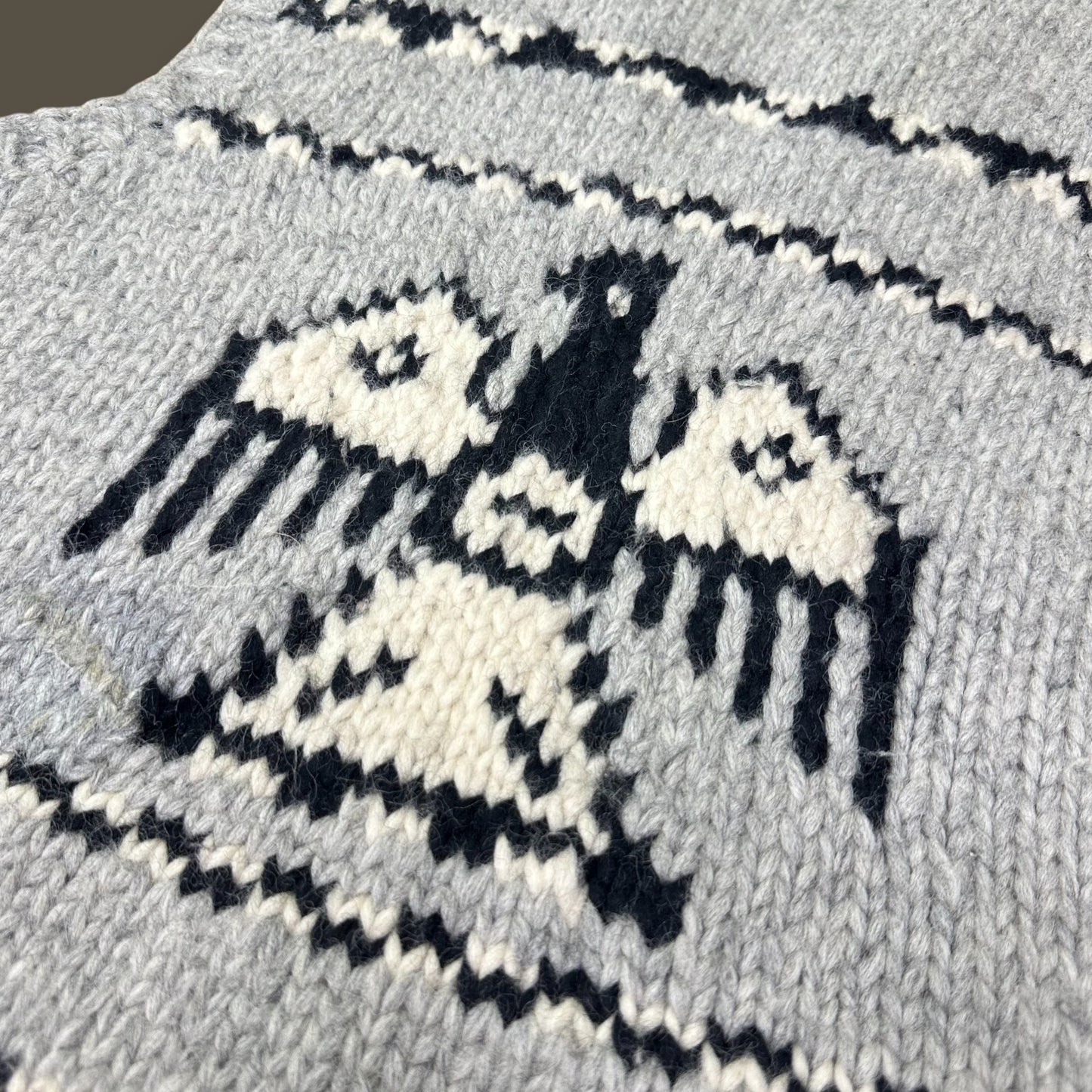 Handmade Cowichan Wool Vest with Eagles - Vintage - Men’s XL