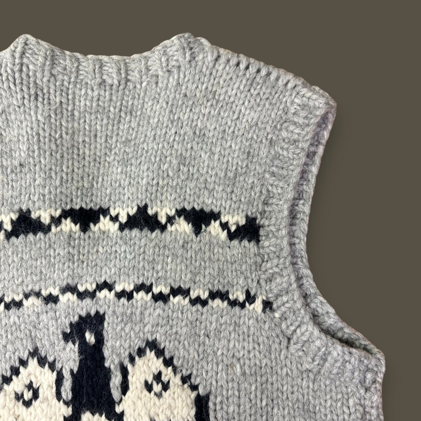 Handmade Cowichan Wool Vest with Eagles - Vintage - Men’s XL