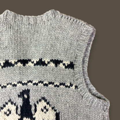 Handmade Cowichan Wool Vest with Eagles - Vintage - Men’s XL