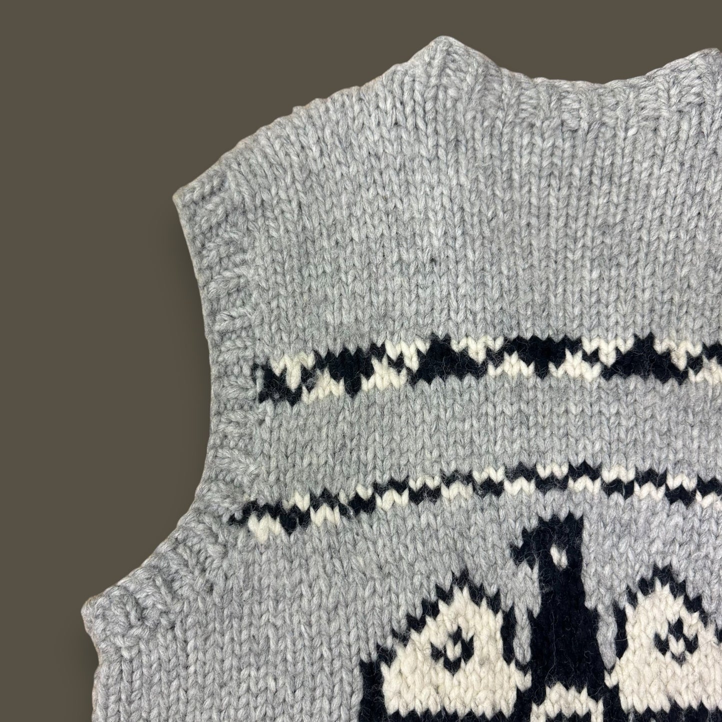 Handmade Cowichan Wool Vest with Eagles - Vintage - Men’s XL