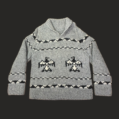 Handmade Cowichan Wool Sweater With Eagles - Mens - X-Large Vintage