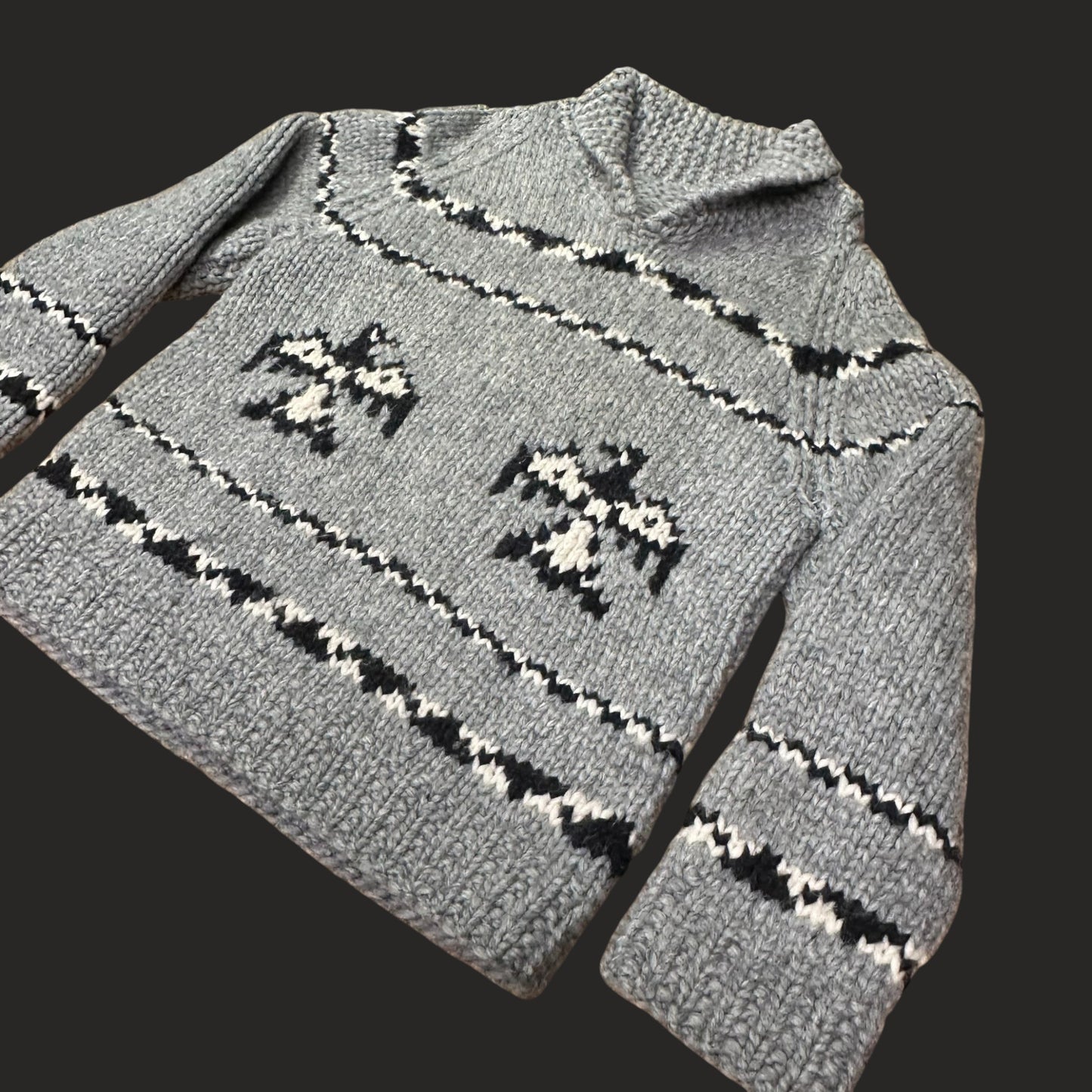 Handmade Cowichan Wool Sweater With Eagles - Mens - X-Large Vintage