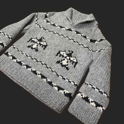 Handmade Cowichan Wool Sweater With Eagles - Mens - X-Large Vintage