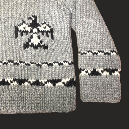Handmade Cowichan Wool Sweater With Eagles - Mens - X-Large Vintage