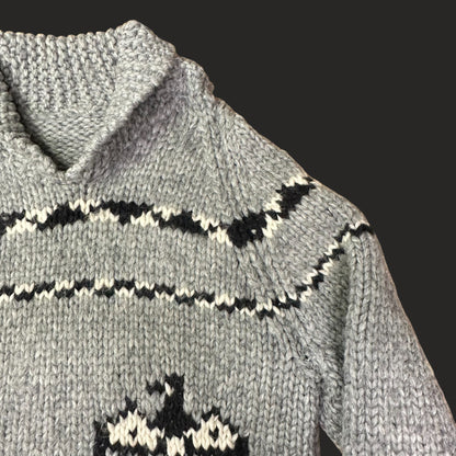Handmade Cowichan Wool Sweater With Eagles - Mens - X-Large Vintage