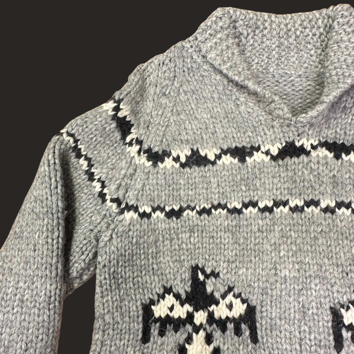 Handmade Cowichan Wool Sweater With Eagles - Mens - X-Large Vintage