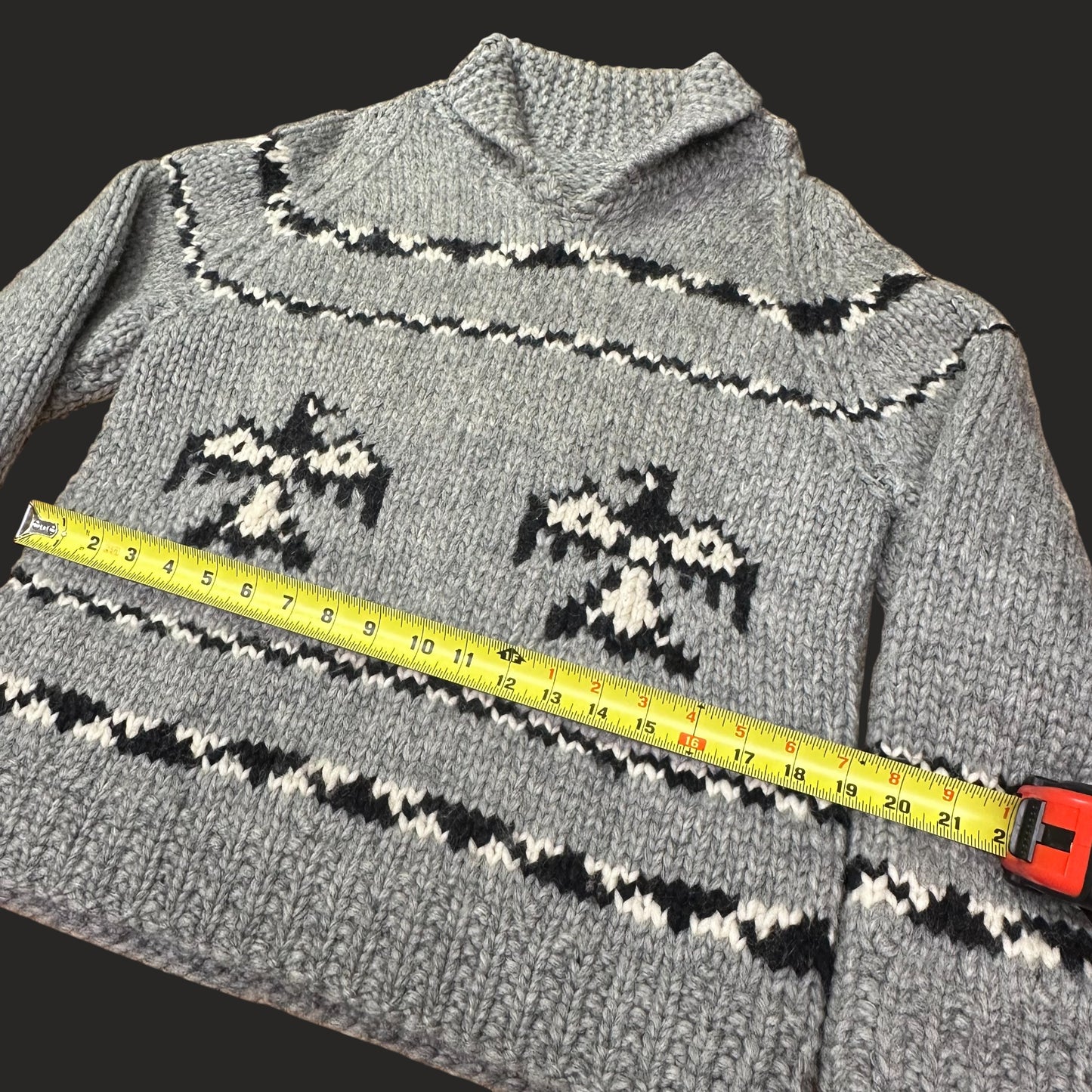 Handmade Cowichan Wool Sweater With Eagles - Mens - X-Large Vintage