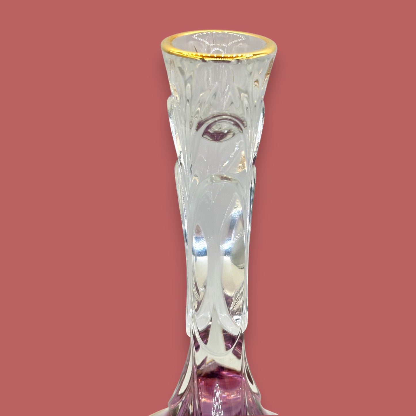 Lavender Crystal Candlestick With Gold Rim | Elegant Ombré Decor