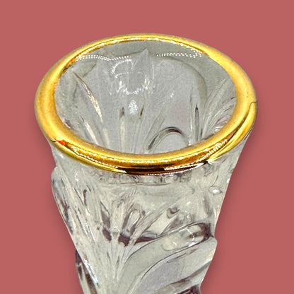 Lavender Crystal Candlestick With Gold Rim | Elegant Ombré Decor