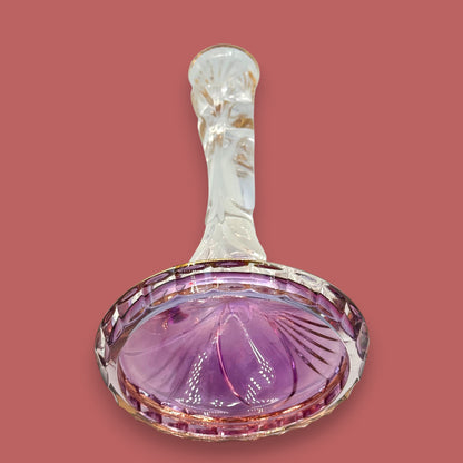 Lavender Crystal Candlestick With Gold Rim | Elegant Ombré Decor