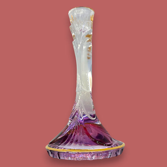 Lavender Crystal Candlestick With Gold Rim | Elegant Ombré Decor