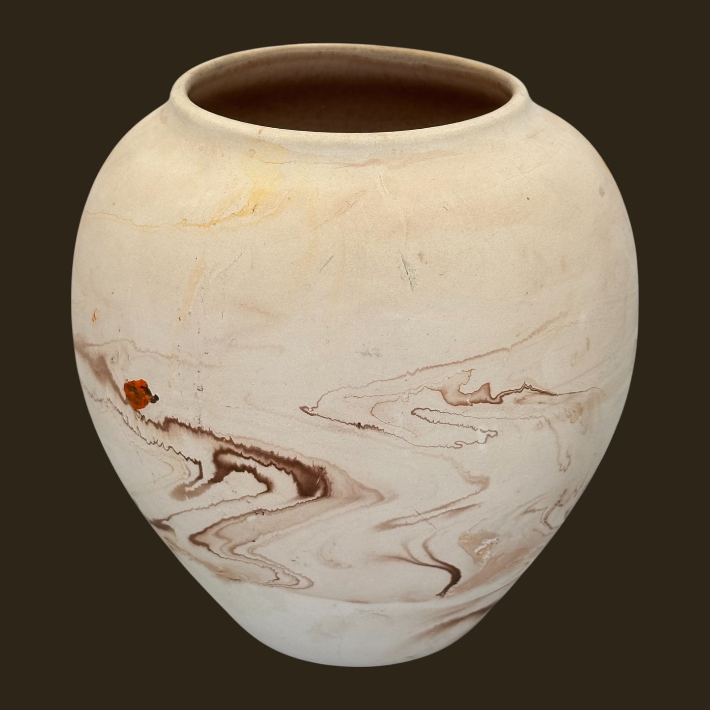 Vintage Nemadji Swirl Pottery Vase Handmade USA Bisque Clay Art