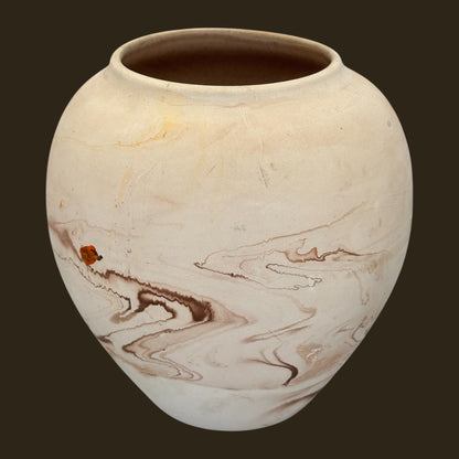 Vintage Nemadji Swirl Pottery Vase Handmade USA Bisque Clay Art