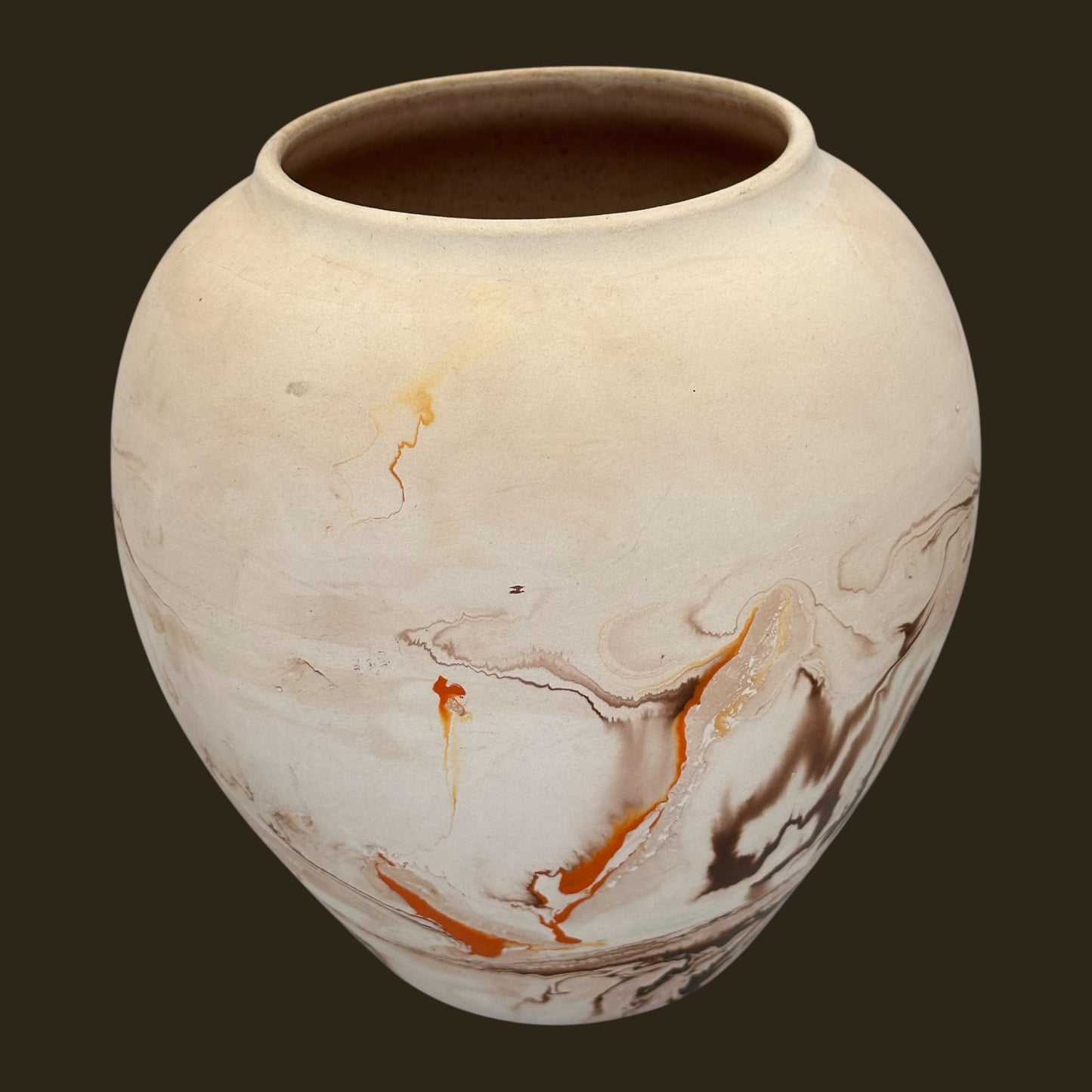 Vintage Nemadji Swirl Pottery Vase Handmade USA Bisque Clay Art