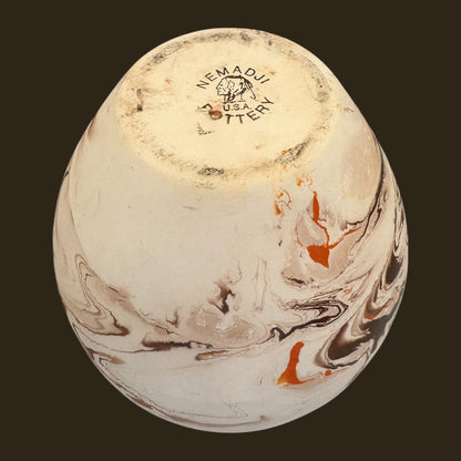 Vintage Nemadji Swirl Pottery Vase Handmade USA Bisque Clay Art
