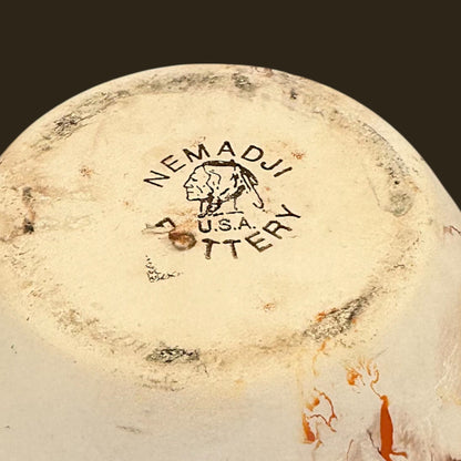 Vintage Nemadji Swirl Pottery Vase Handmade USA Bisque Clay Art