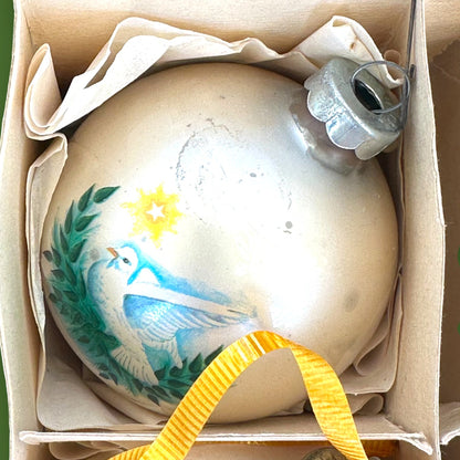 Vintage Box Set Christmas Ornaments, Boules de Noël, Mercury Glass, 6 Count