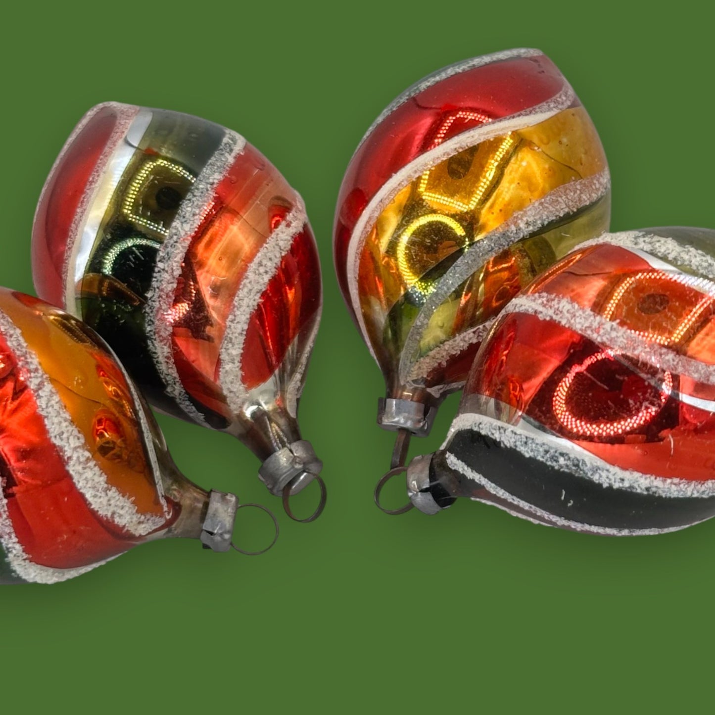 Antique Striped Blown Glass Christmas Ornaments 🎄3"