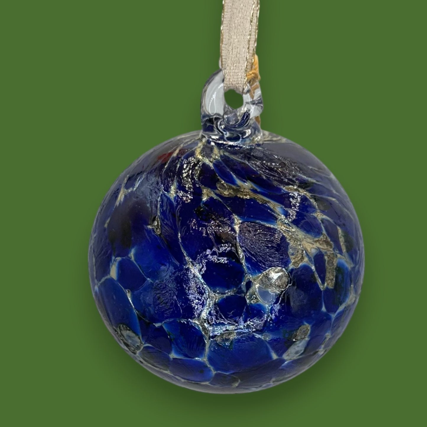 Hand-Blown Glass Friendship Ball Ornament, Deep Blue Canadian Art Glass Gift
