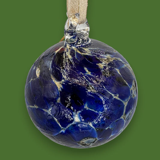 Hand-Blown Glass Friendship Ball Ornament, Deep Blue Canadian Art Glass Gift