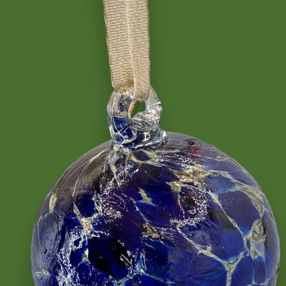 Hand-Blown Glass Friendship Ball Ornament, Deep Blue Canadian Art Glass Gift