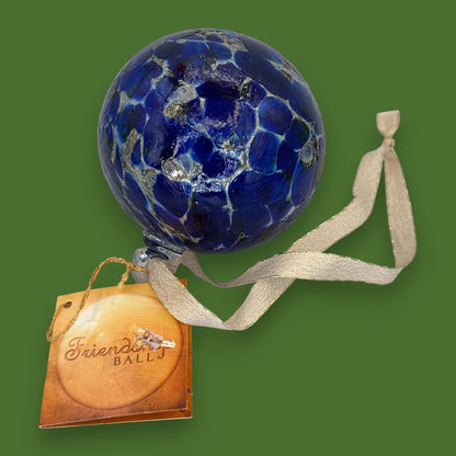 Hand-Blown Glass Friendship Ball Ornament, Deep Blue Canadian Art Glass Gift