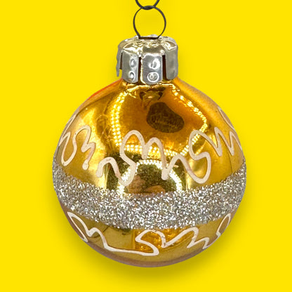 Vintage Gold German Glass Christmas Ornaments, Antique Bauble Set of 12 East German