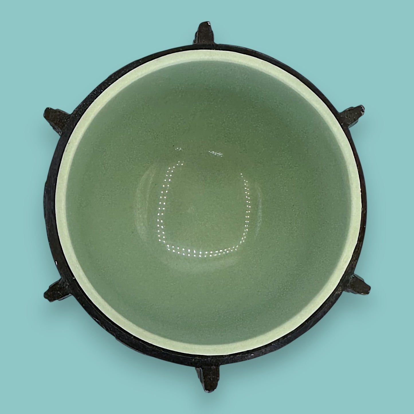 Vintage Archaistic Bronze Ding Vessel Brutalist Bowl /Ashtray: Made in Taiwan Patina