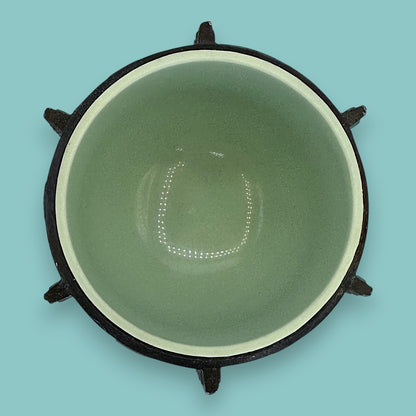 Vintage Archaistic Bronze Ding Vessel Brutalist Bowl /Ashtray: Made in Taiwan Patina