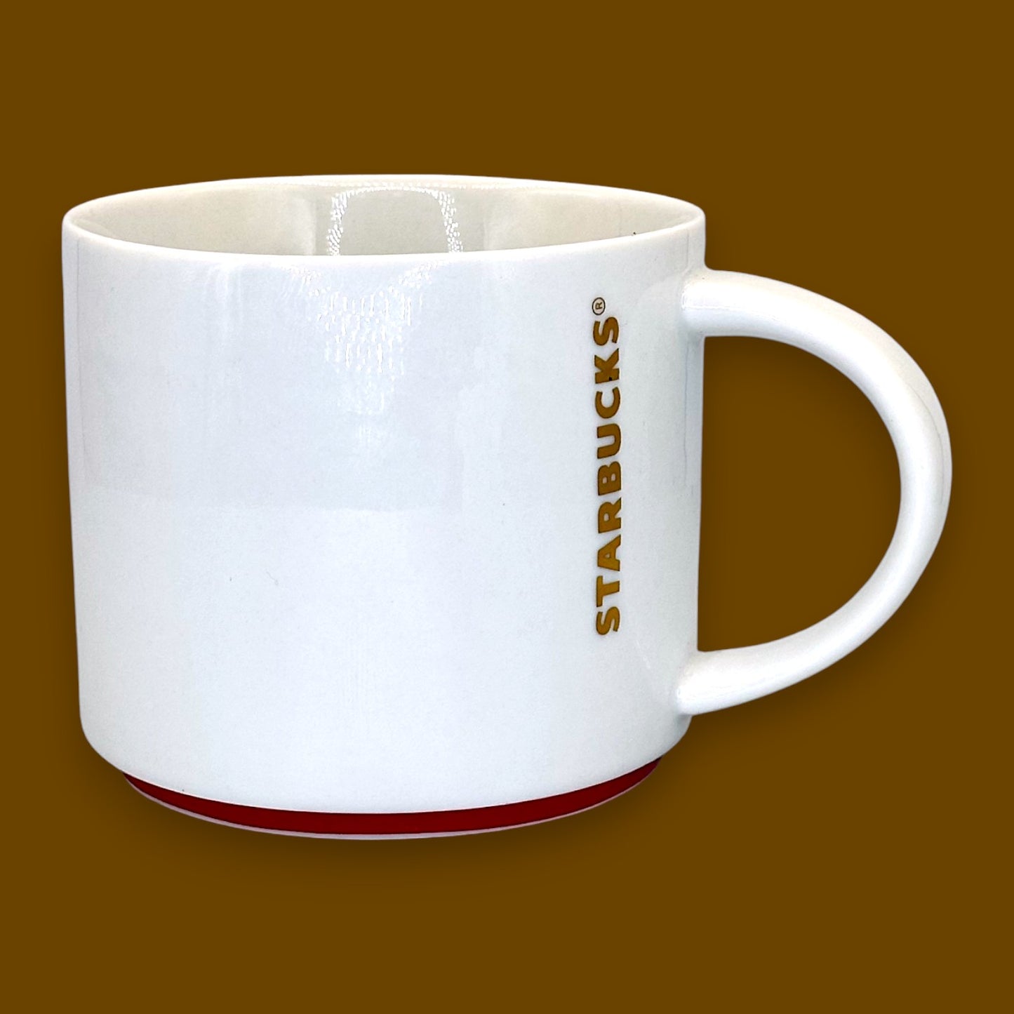 Starbucks White Gold Lettering Ceramic Mug with Red Base Replacement Mug